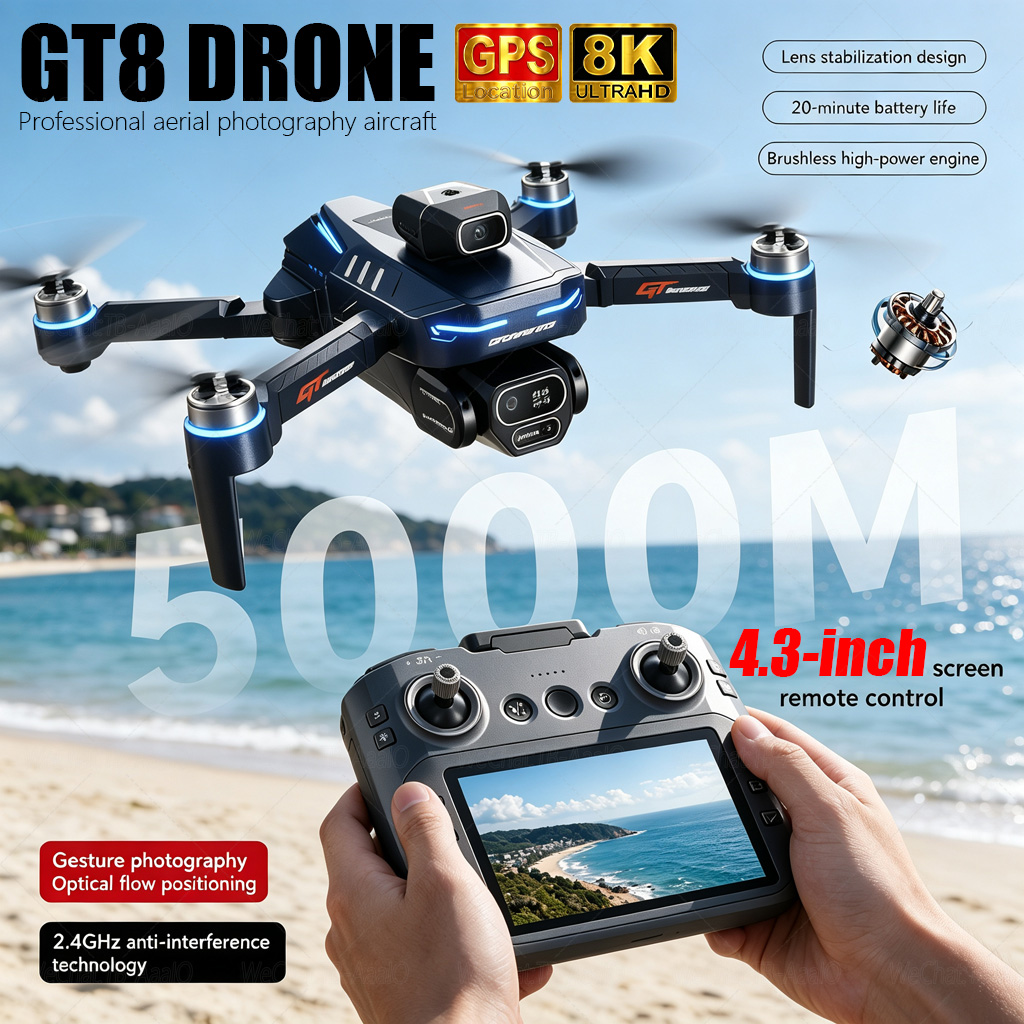НОВЫЙ Дрон GT8 HD RC с двумя п – обзор и цена Drone Gimbal Brushless